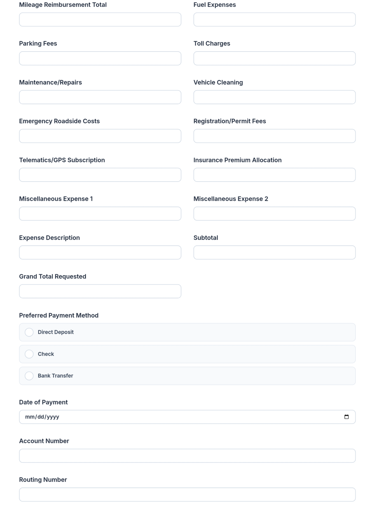 Free Fleet Reimbursement Form Template & AI Maker
