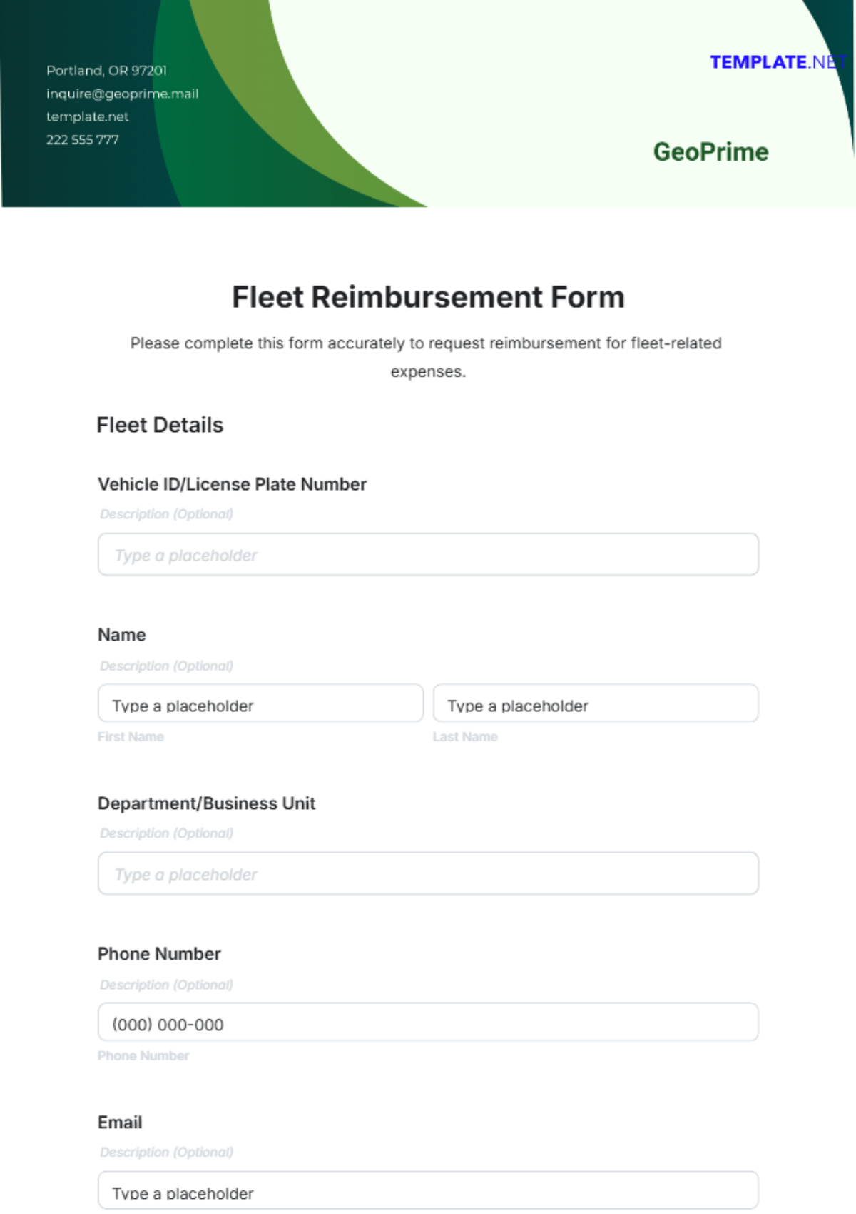 Fleet Reimbursement Form Template - Edit Online & Download