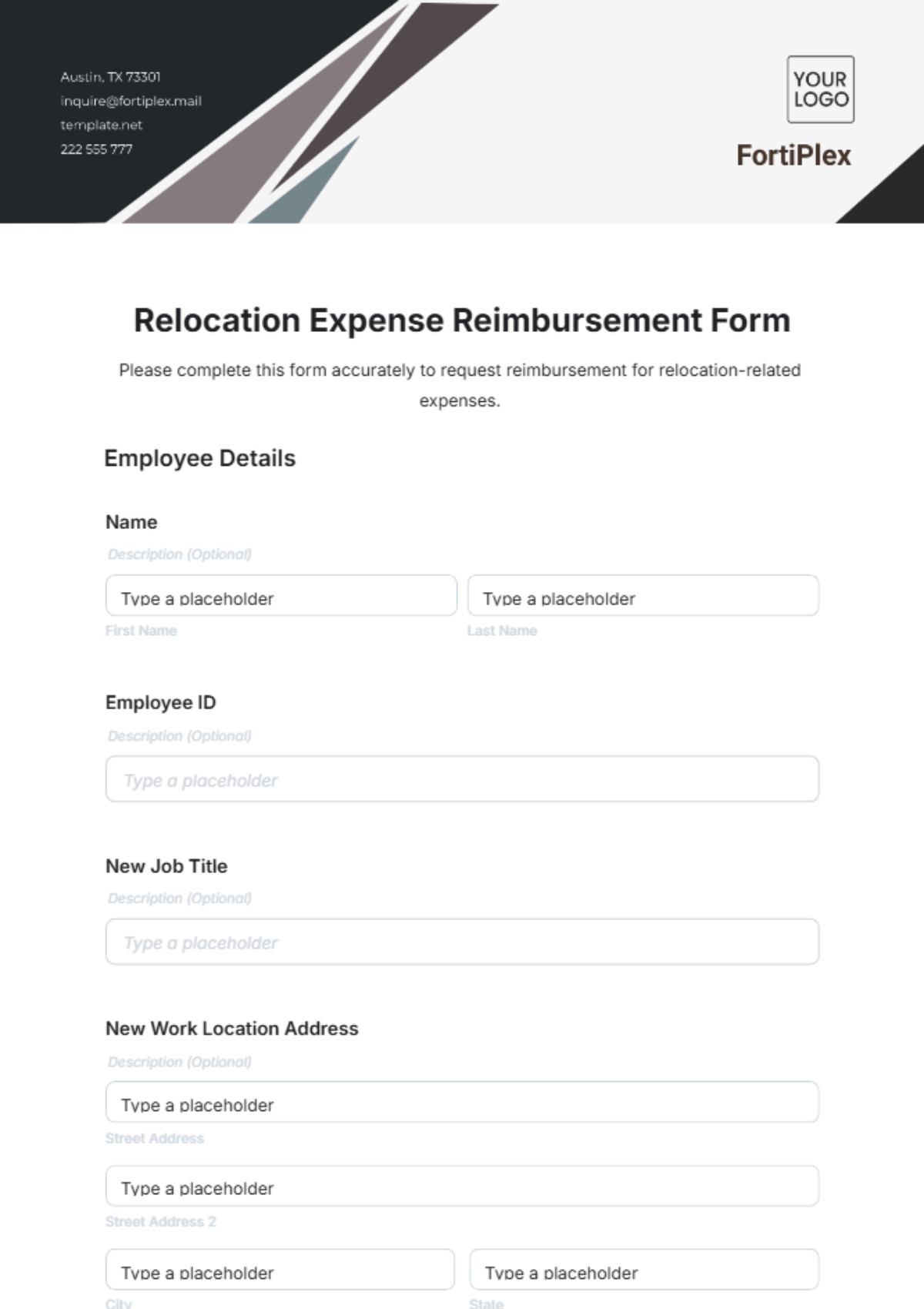 Relocation Expense Reimbursement Form Template - Edit Online & Download