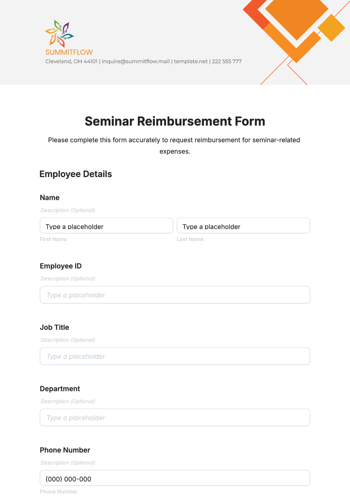 Seminar Reimbursement Form Template - Edit Online & Download