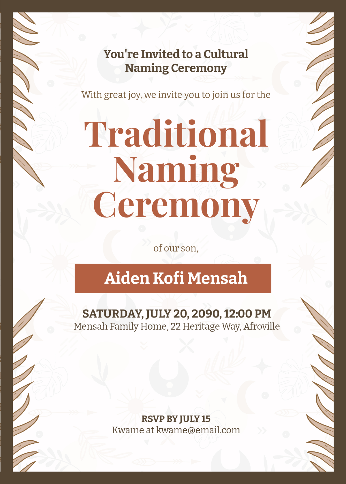 Free Cultural Naming Ceremony Invitation Template