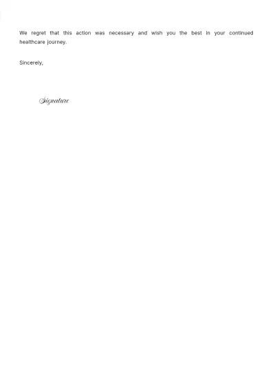 Free Internal Medicine Patient Termination Letter Template to Edit Online