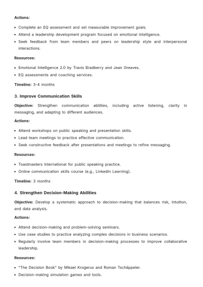 Free Sample Leadership Development Plan Template to Edit Online