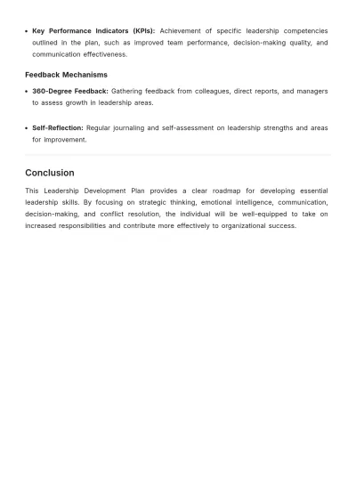 Free Sample Leadership Development Plan Template to Edit Online