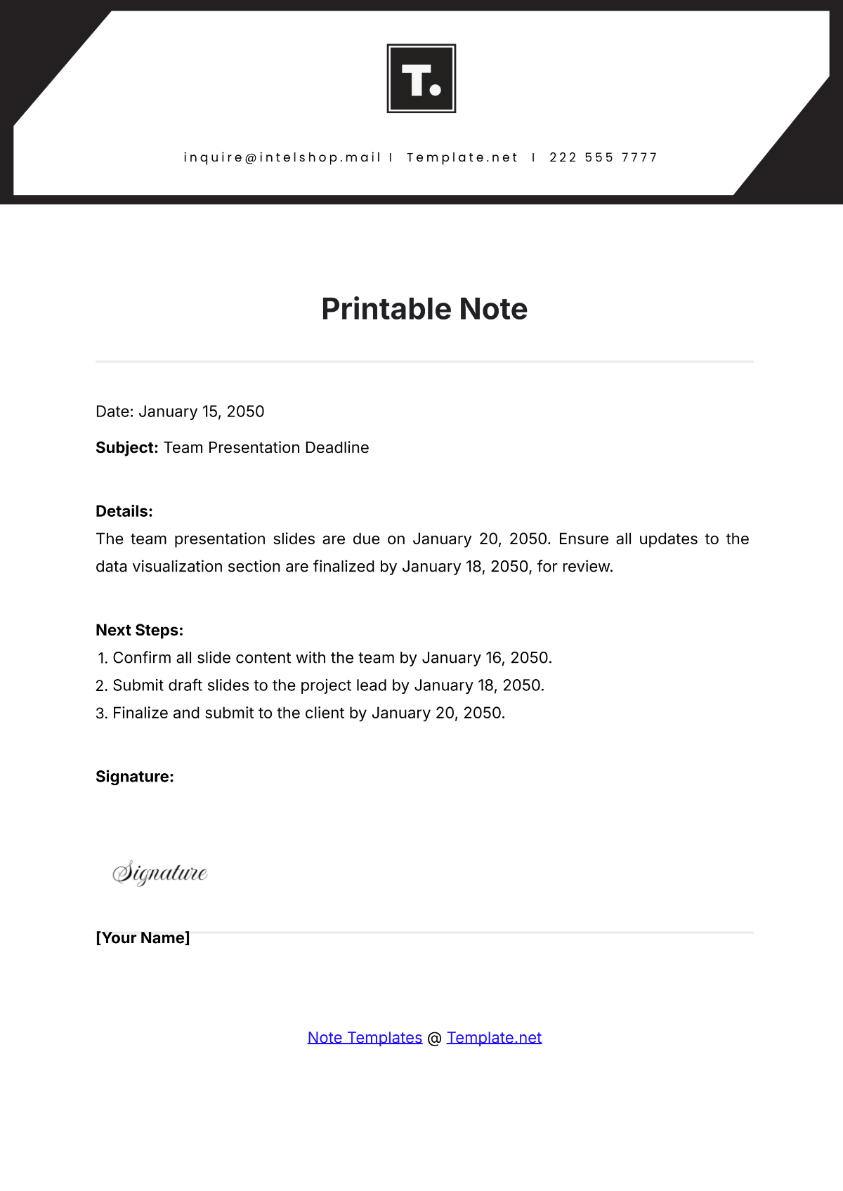 Free Printable Note Template