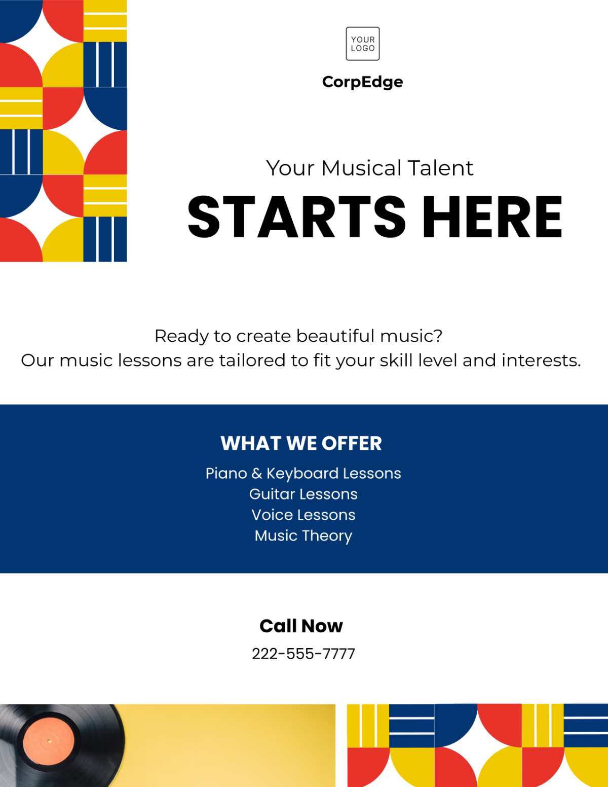 Free Music Lesson Tuition Flyer Template