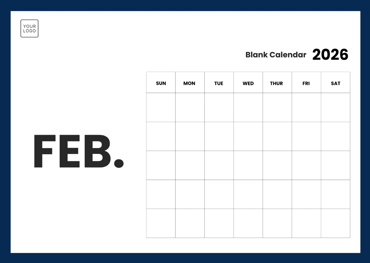 Free Blank Calendar 2026 Template to Edit Online