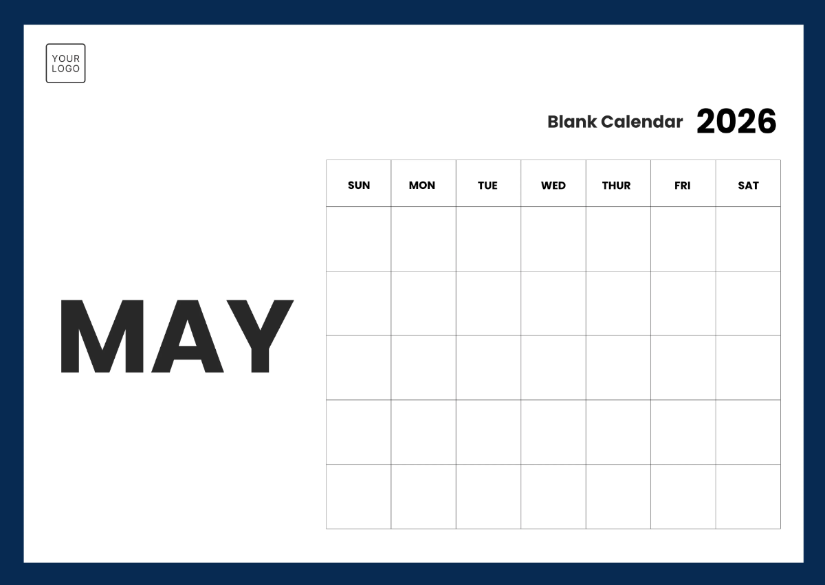 Free Blank Calendar 2026 Template to Edit Online