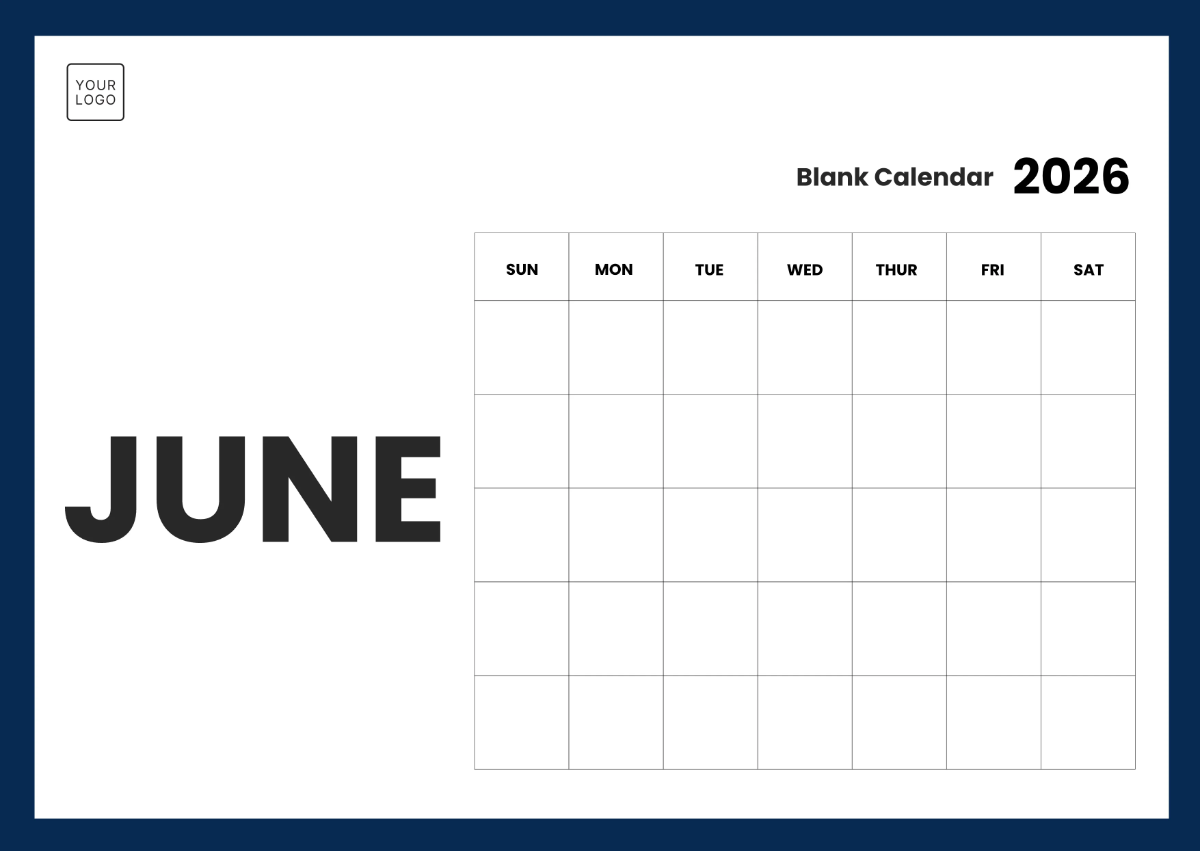 Free Blank Calendar 2026 Template to Edit Online