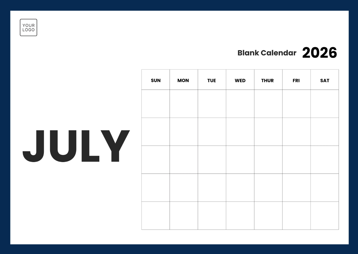 Free Blank Calendar 2026 Template to Edit Online