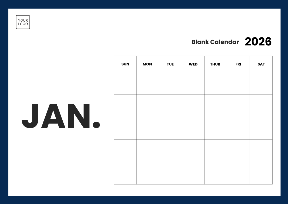 Free Blank Calendar Template 2026