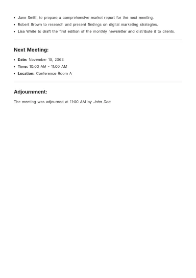 Free Simple Brokerage Real Estate Meeting Minute Template to Edit Online