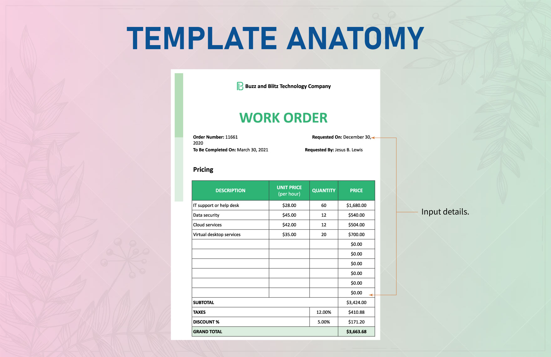 IT Work From Home Order Template