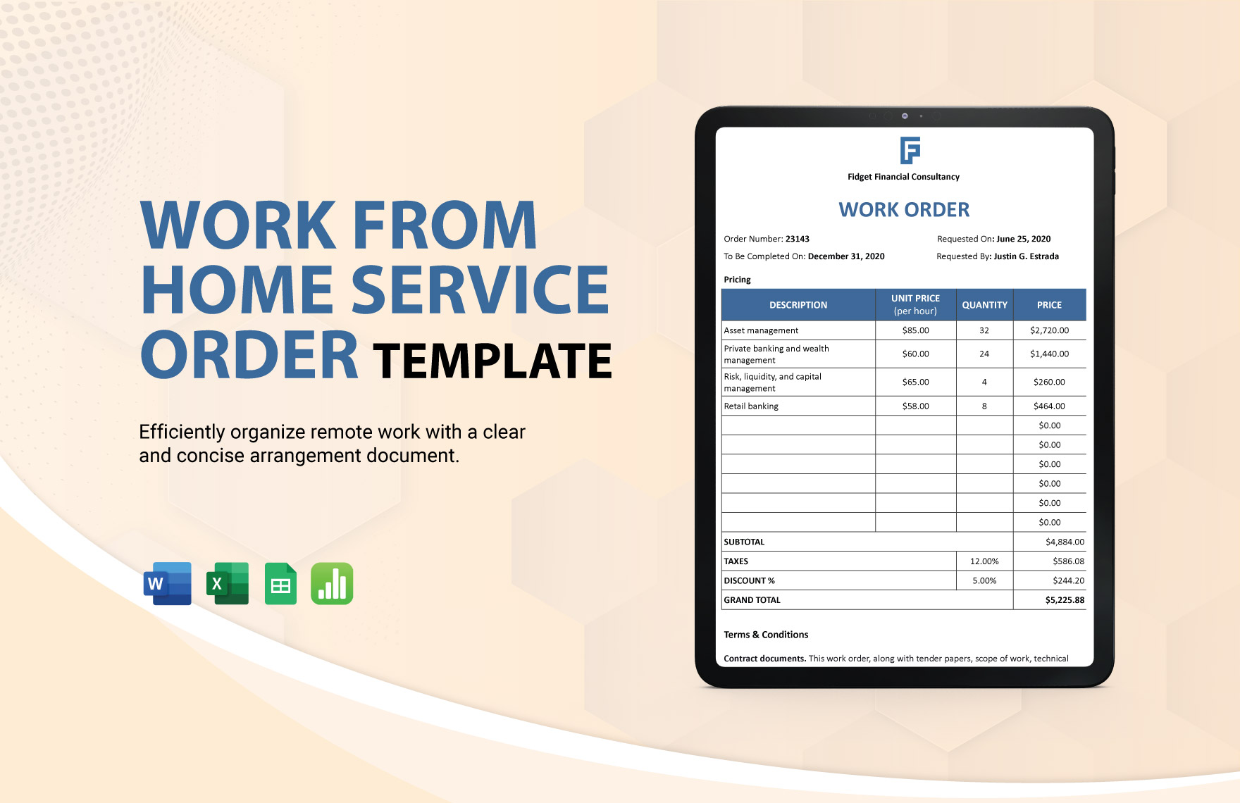 Order Form Layout Template in Google Sheets FREE Download