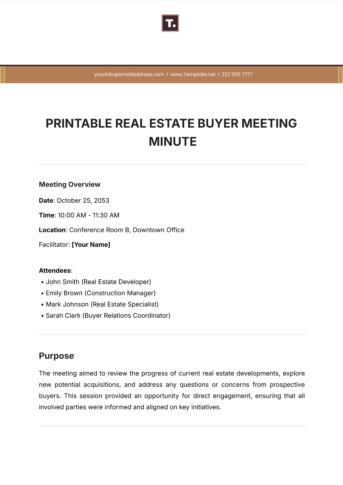 Free Printable Real Estate Buyer Meeting Minute Template