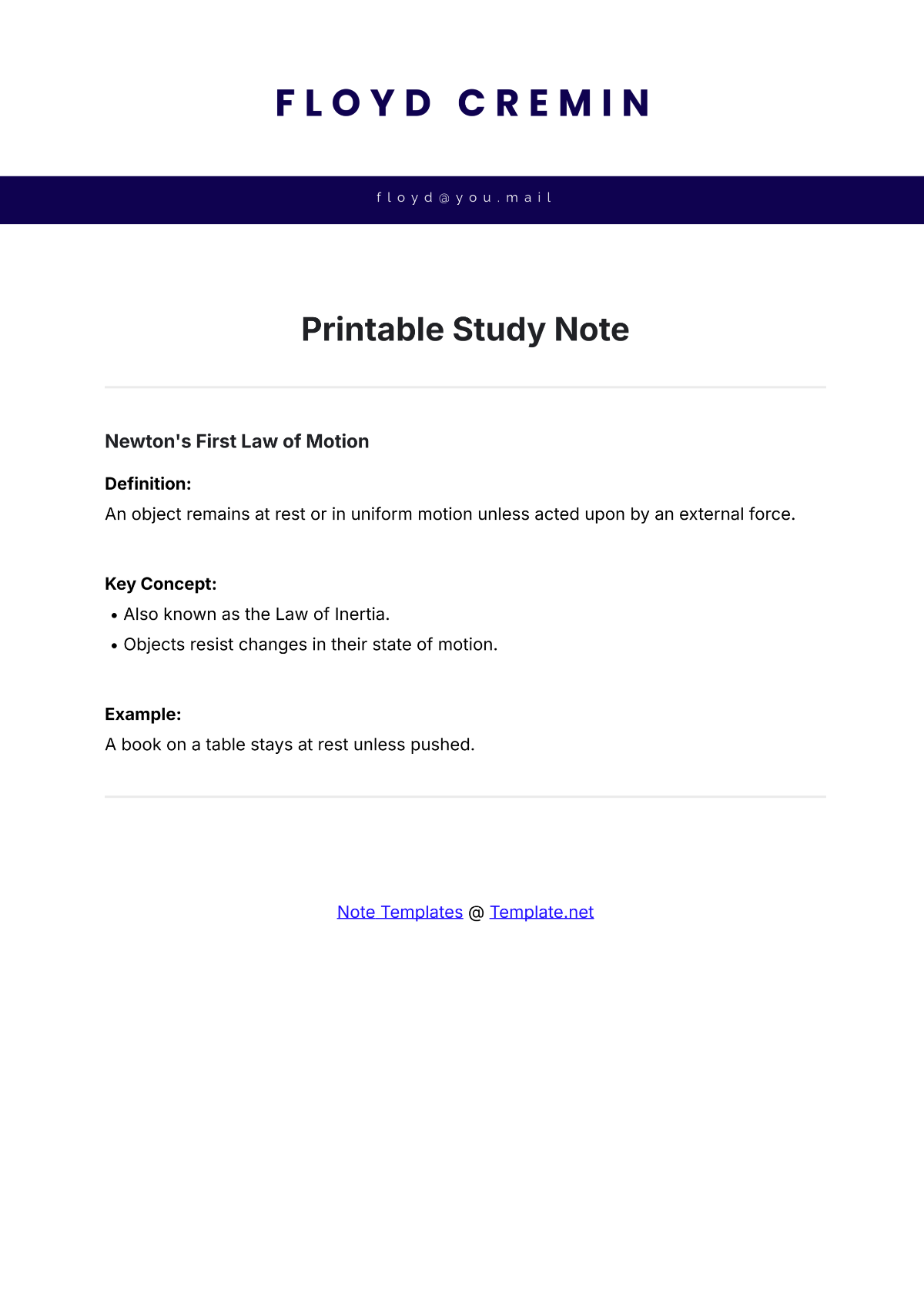 Free Printable Study Note Template