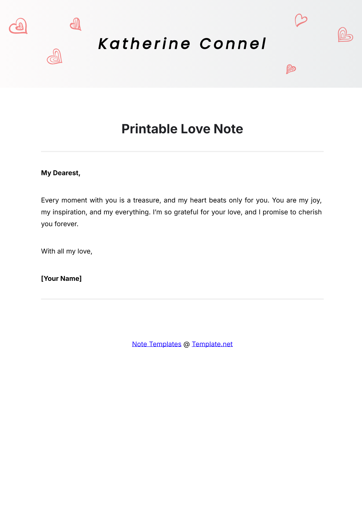 Free Printable Love Note Template