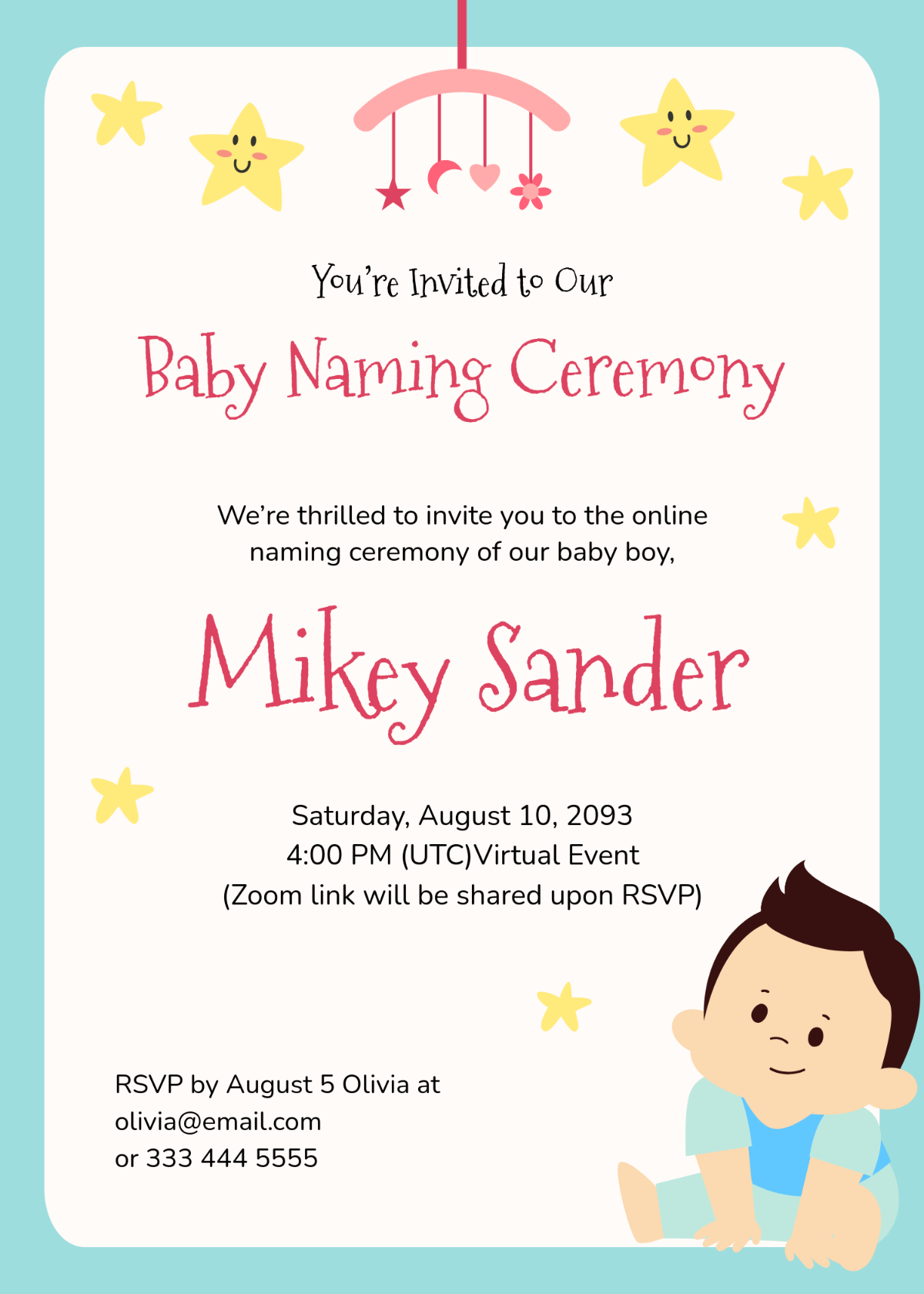 Free Naming Ceremony E-invitation Template