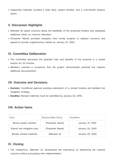 Free Defense Meeting Minute Template to Edit Online
