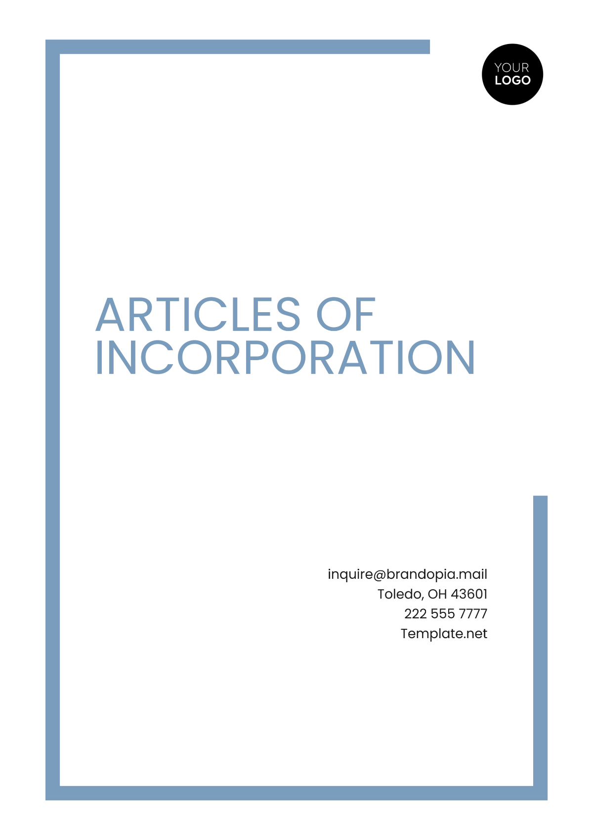 Free Articles of Incorporation Template to Edit Online