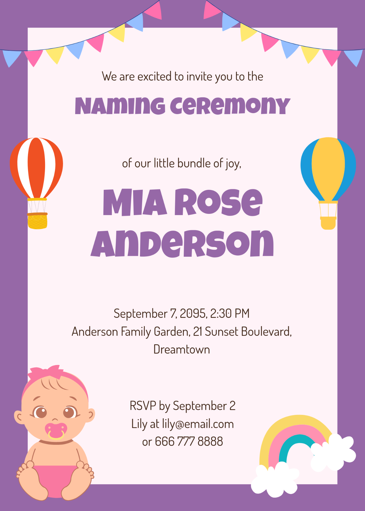 Free Creative Naming Ceremony Invitation Template