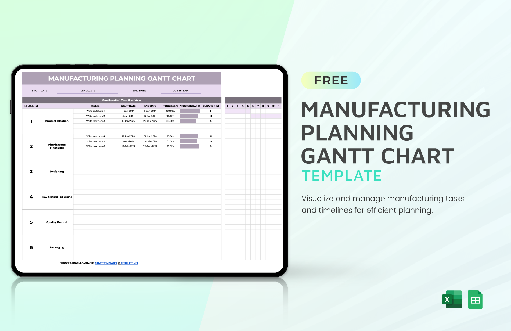 Manufacturing Planning Gantt Chart Template