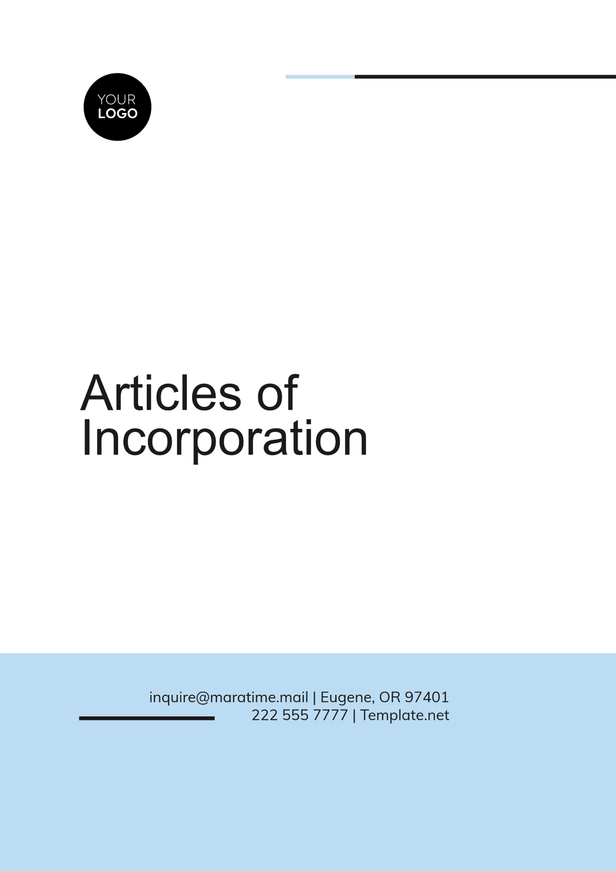 Free Sample Articles of Incorporation Template to Edit Online