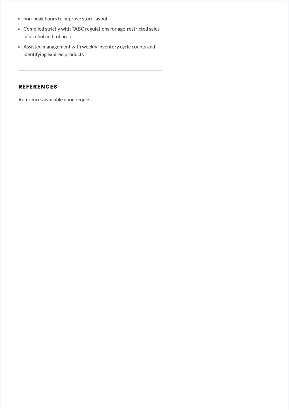 Free Grocery Store Cashier ATS Resume Template, AI Resume Builder