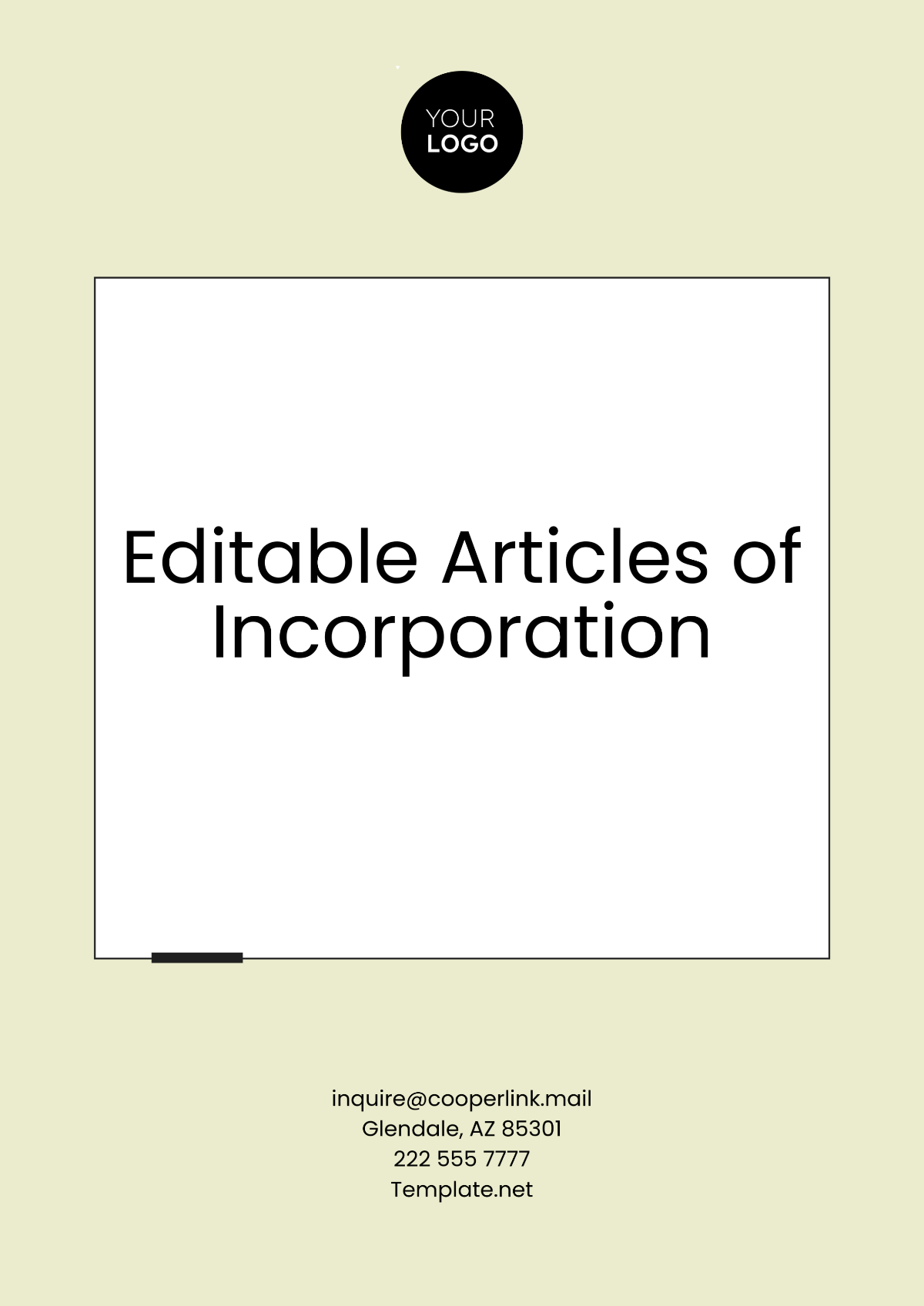 Free Editable Articles of Incorporation Layout Template to Edit Online