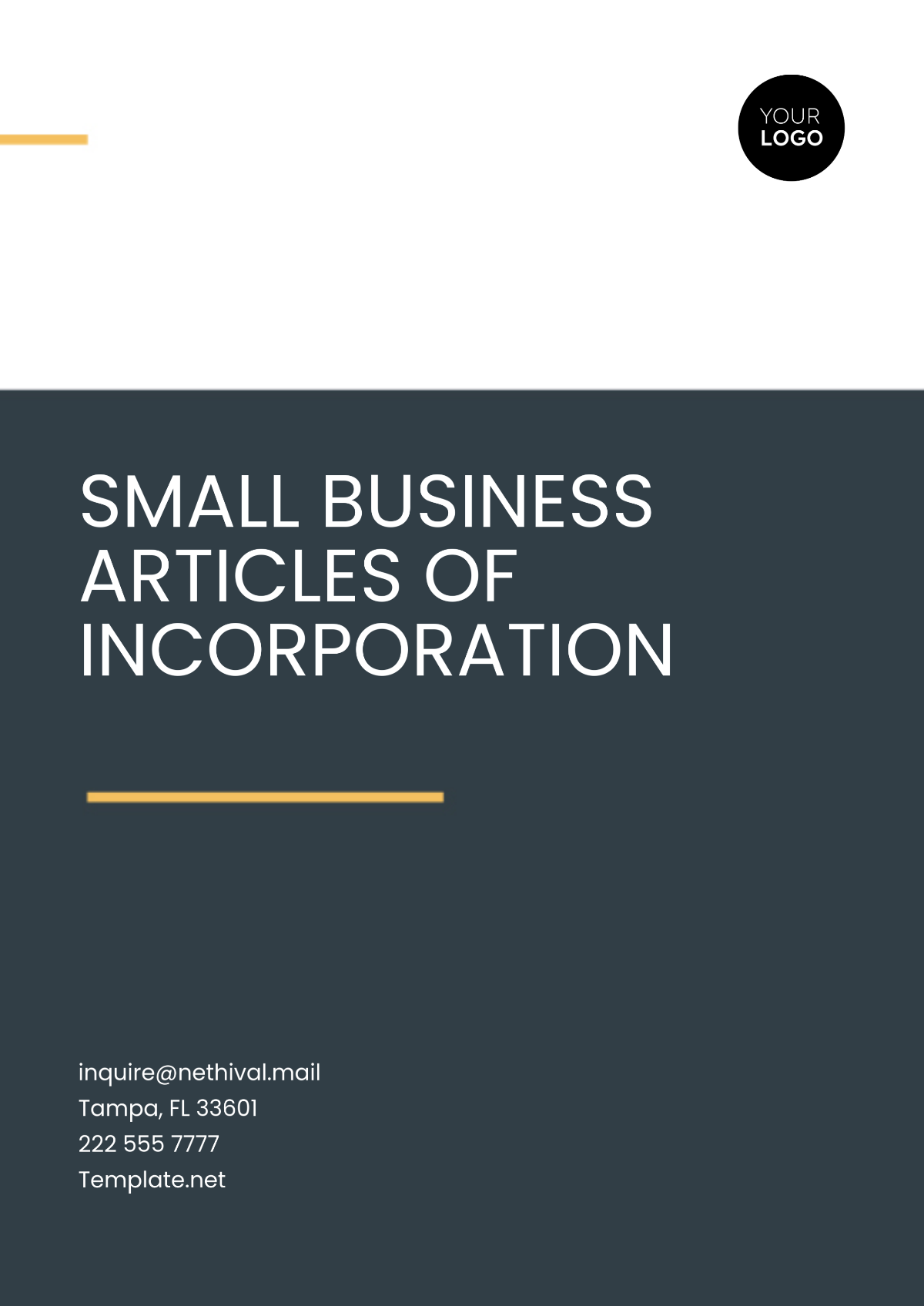 Free Small Business Articles of Incorporation Template to Edit Online