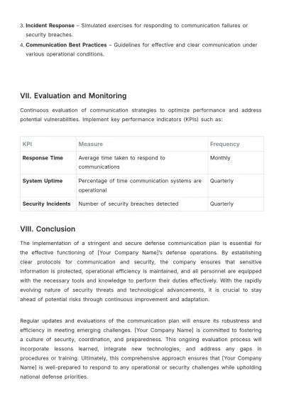 Free Defense Communication Plan Template to Edit Online