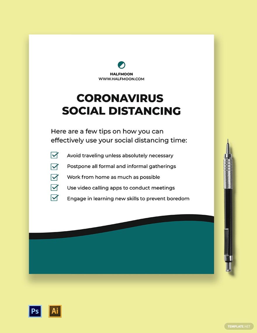 Coronavirus Social Distancing Flyer Template
