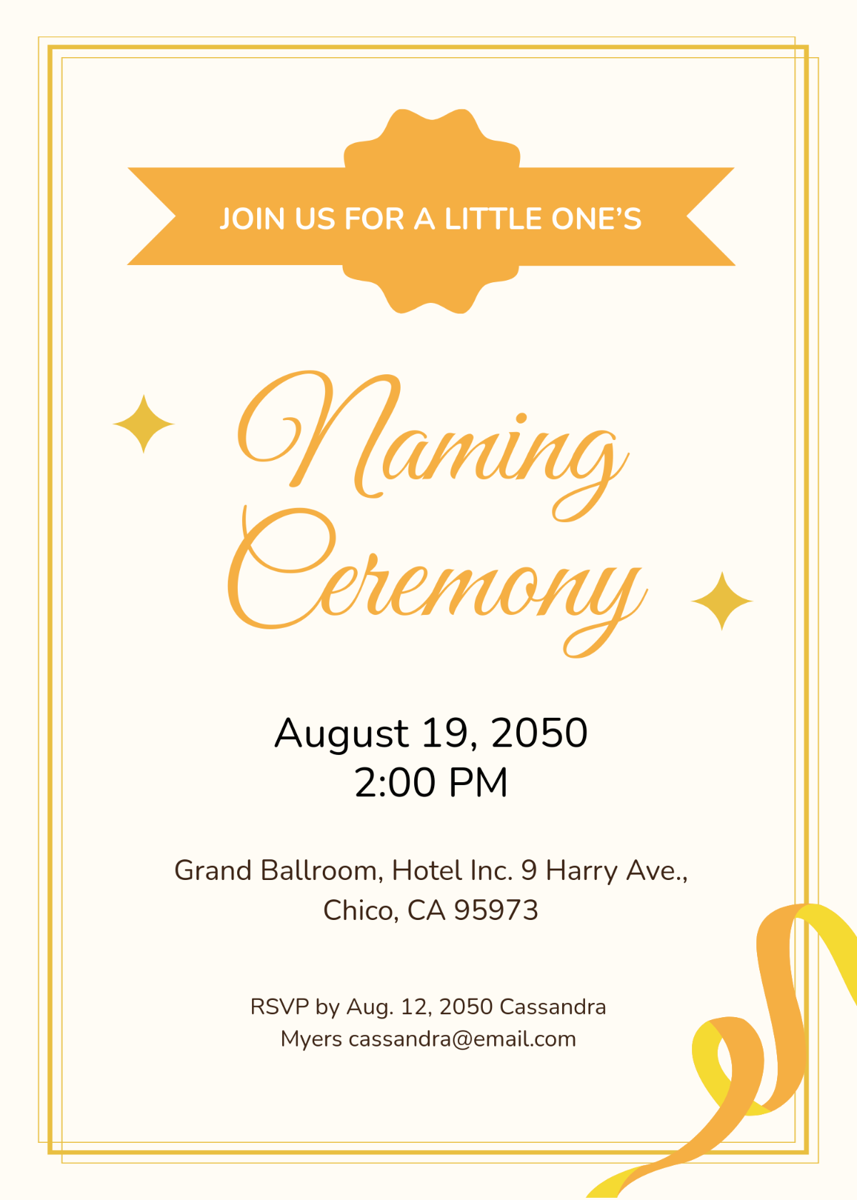 Free Luxury Naming Ceremony Invitation Template