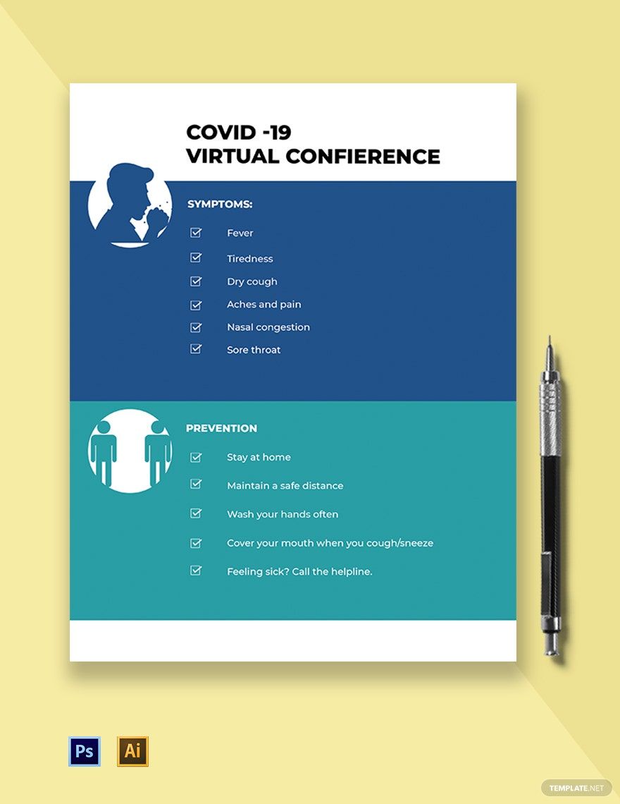 Coronavirus COVID-19 Pandemic Flyer Template in Illustrator, PSD