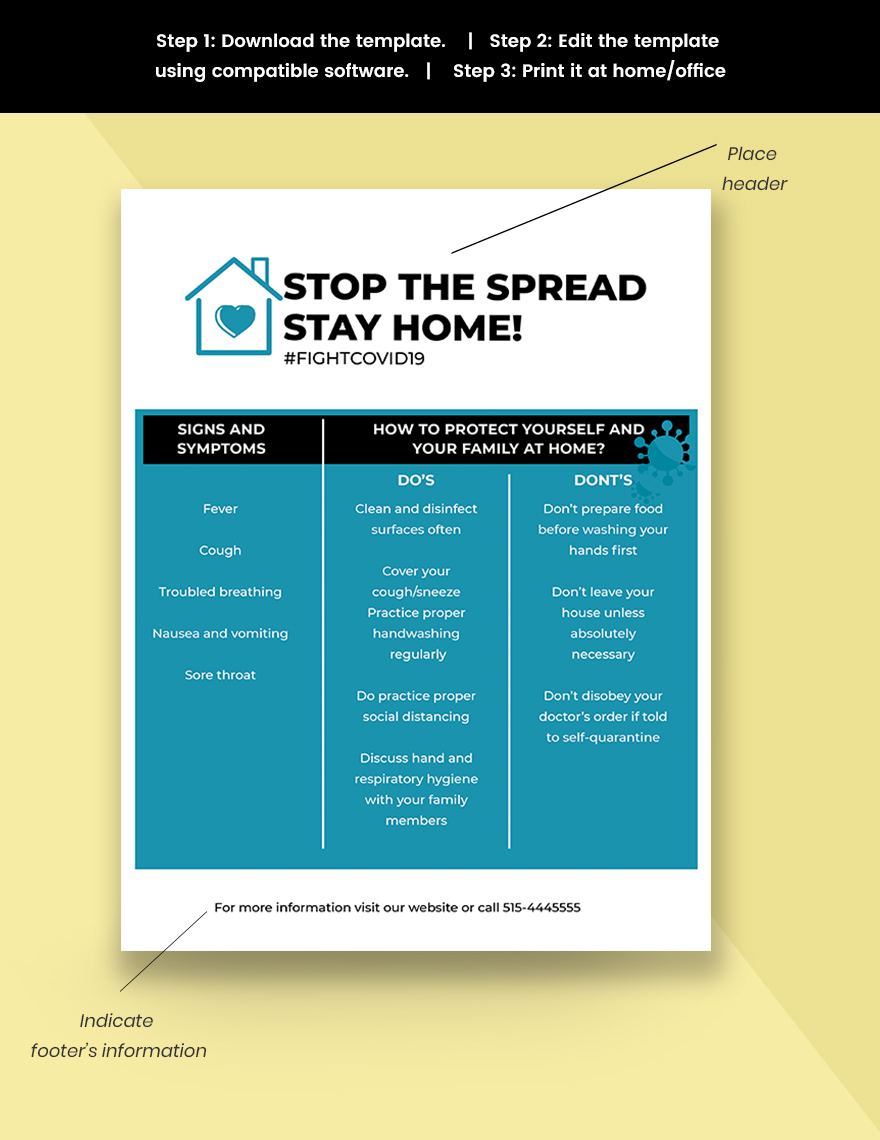 Stay Home Coronavirus COVID-19 Awareness Flyer Template