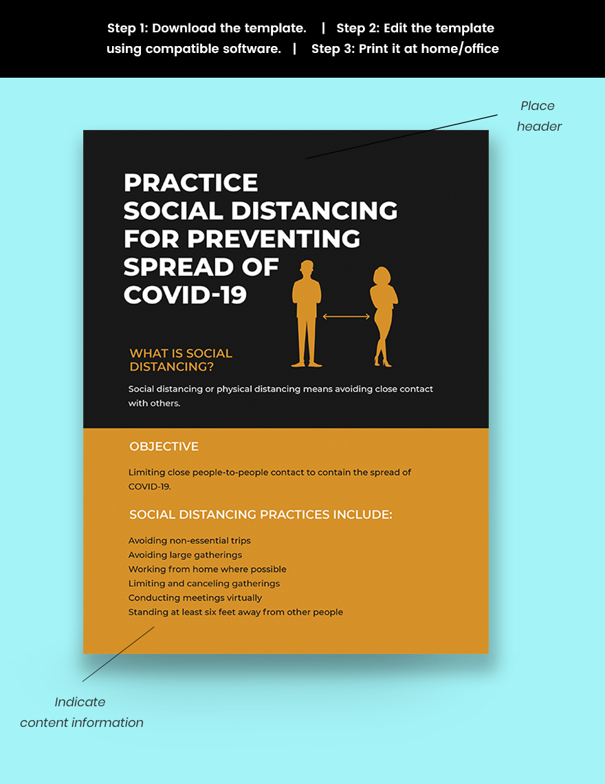 Coronavirus Social Distancing Awareness Flyer Template