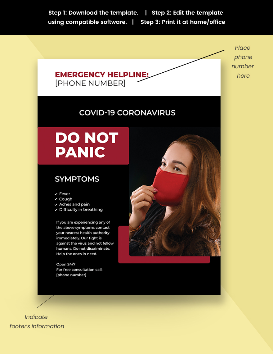 Coronavirus COVID-19 Helpline Flyer Template