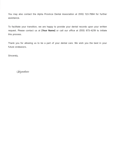 Free Professional Endodontic Patient Termination Letter Template to Edit Online
