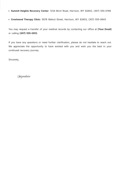 Free Rehabilitation Patient Termination Letter Template to Edit Online
