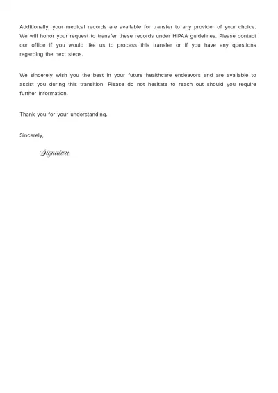 Free Plastic Surgery Patient Termination Letter Template to Edit Online