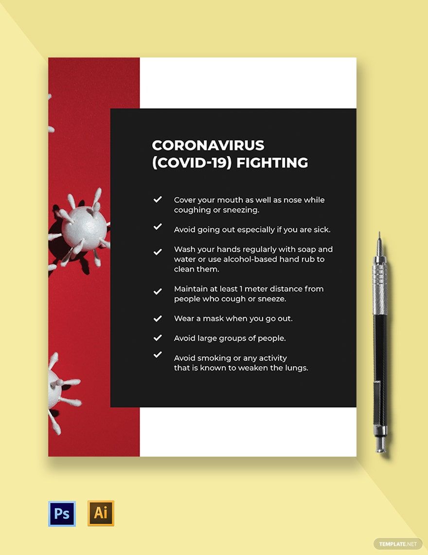 Coronavirus COVID-19 Fighting Flyer Template in Illustrator, PSD