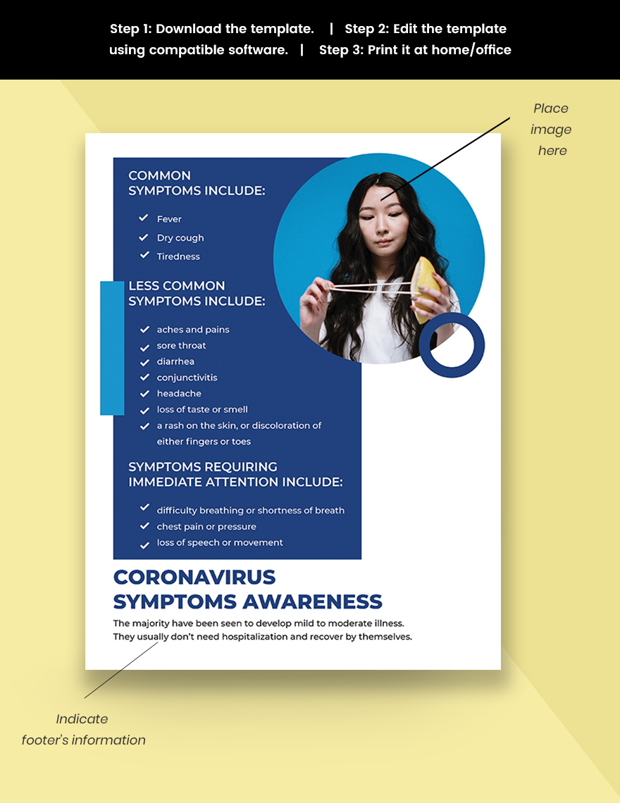 Coronavirus Symptoms Awareness Flyer Template