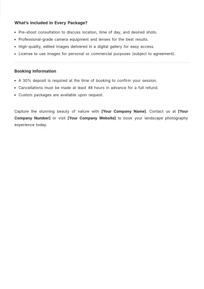Free Landscape Photography List Template to Edit Online
