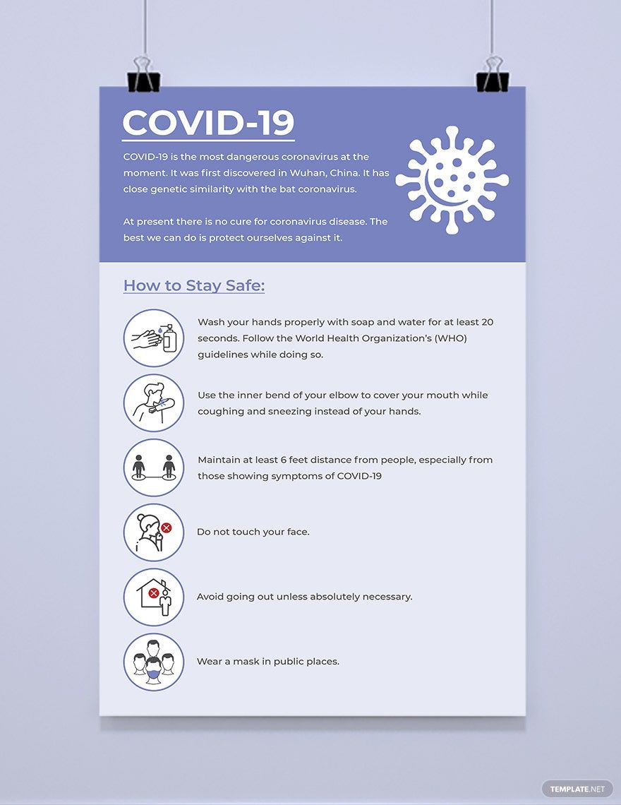 Simple Coronavirus COVID-19 Poster Template in Illustrator, PSD