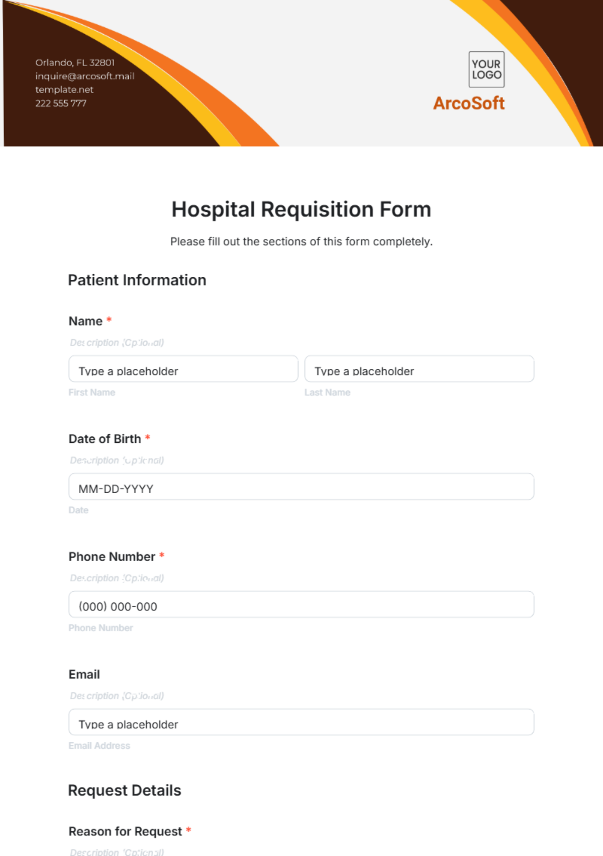 Free Hospital Requisition Form Template