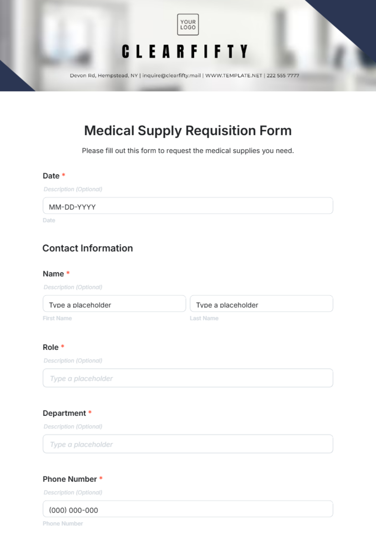 Free Medical Supply Requisition Form Template