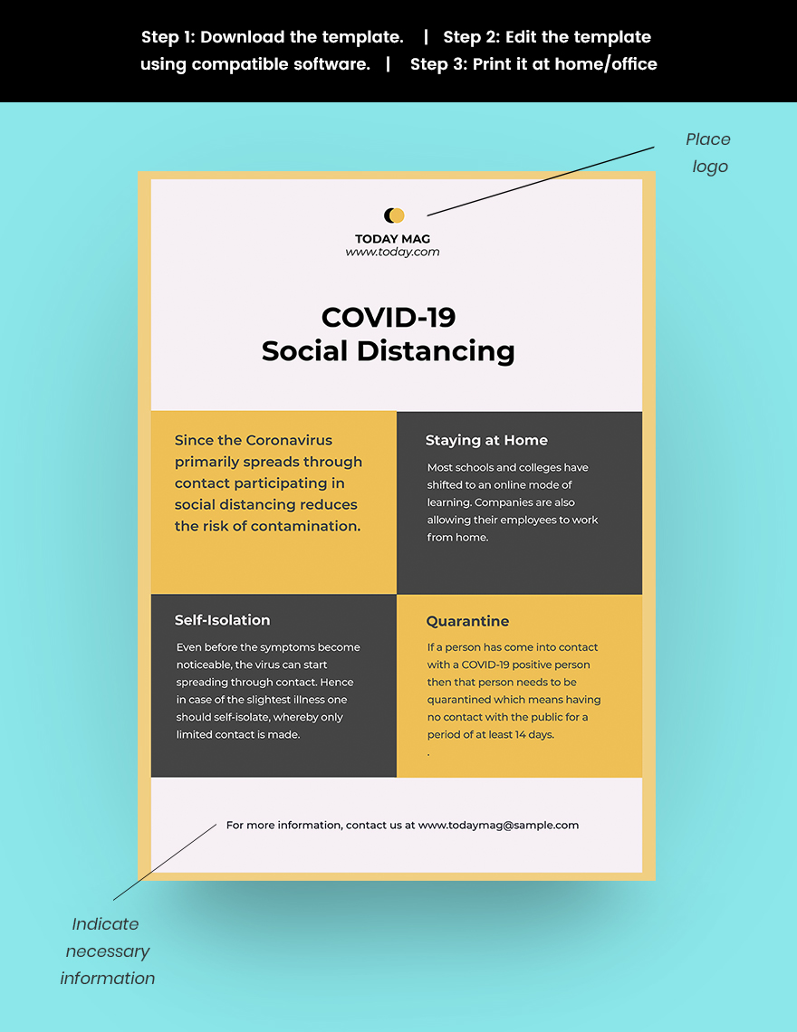 Coronavirus COVID-19 Social Distancing Poster Template