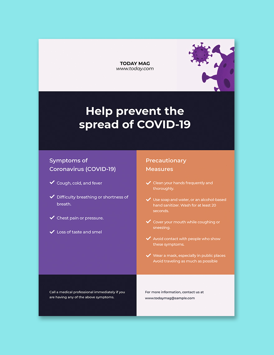 Coronavirus Information Poster Template Printable