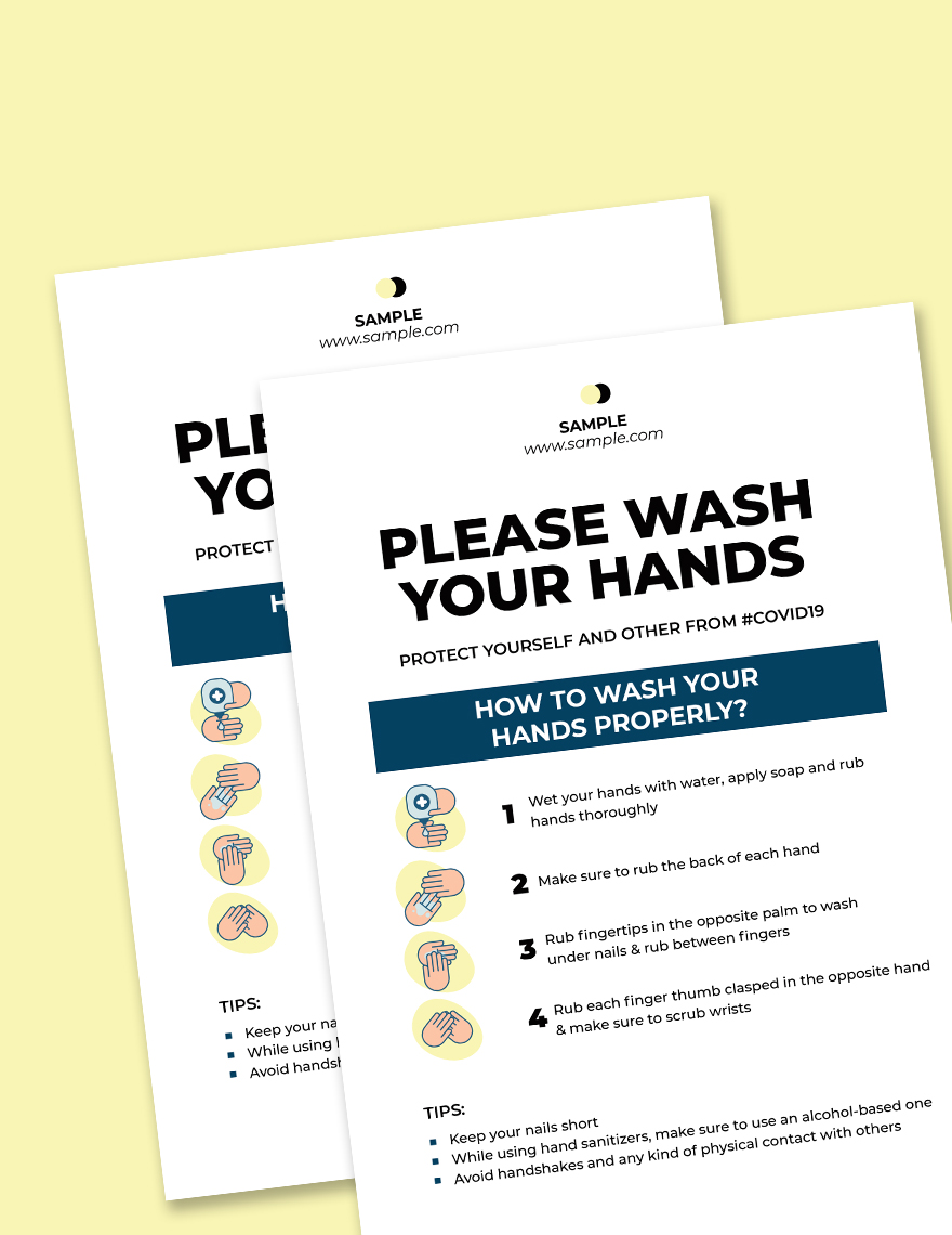 COVID Please Wash Your Hands Poster Template Sample