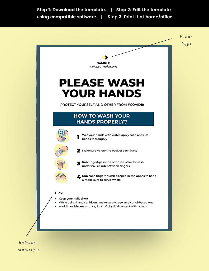COVID Please Wash Your Hands Poster Template Snippet